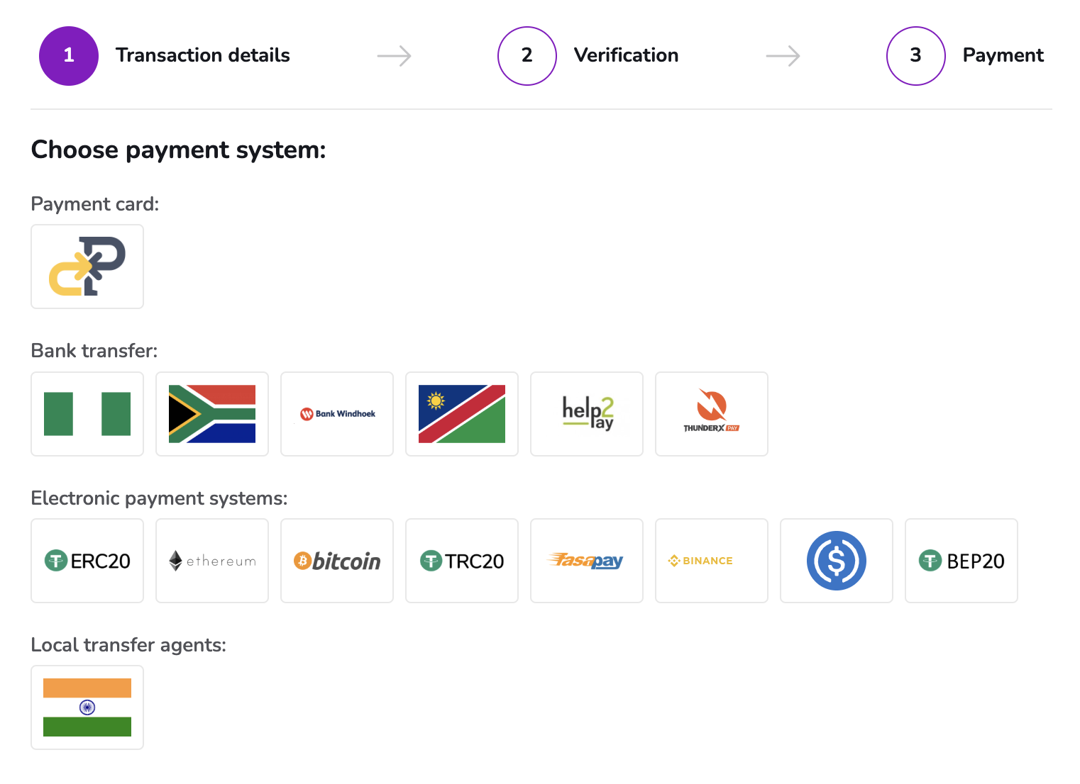 Screenshot showing GC Option's banking options