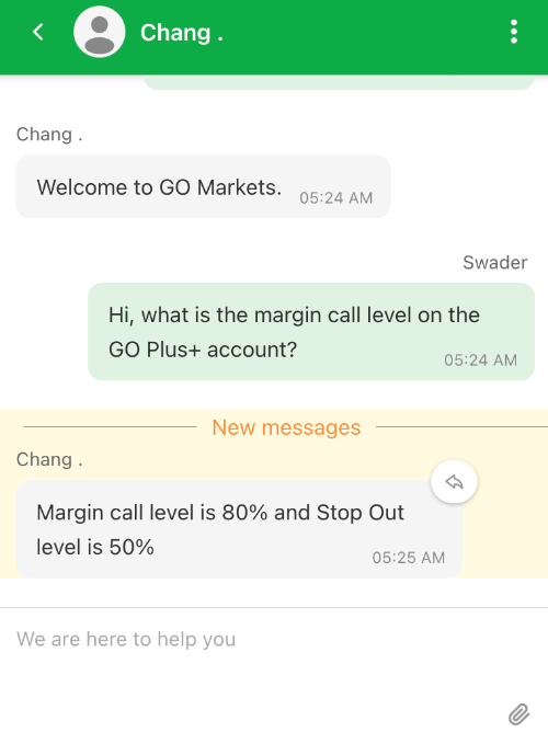 Conversación por chat en vivo con GO Markets