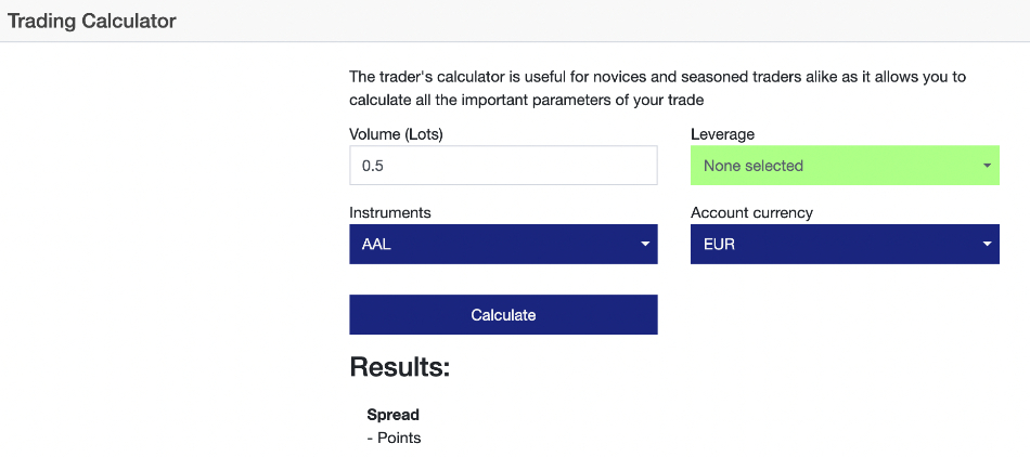 Trading calculator at M4Markets