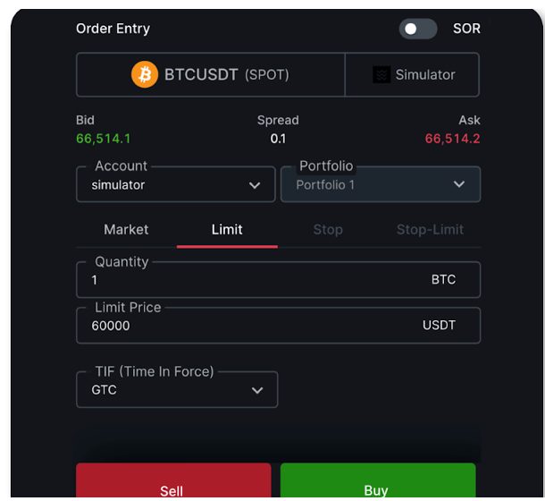 Placing a BTC trade through Wyden software