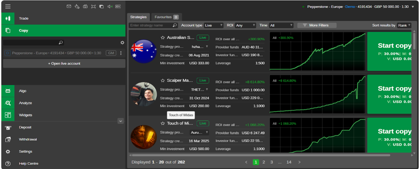 Using cTrader to mirror trades