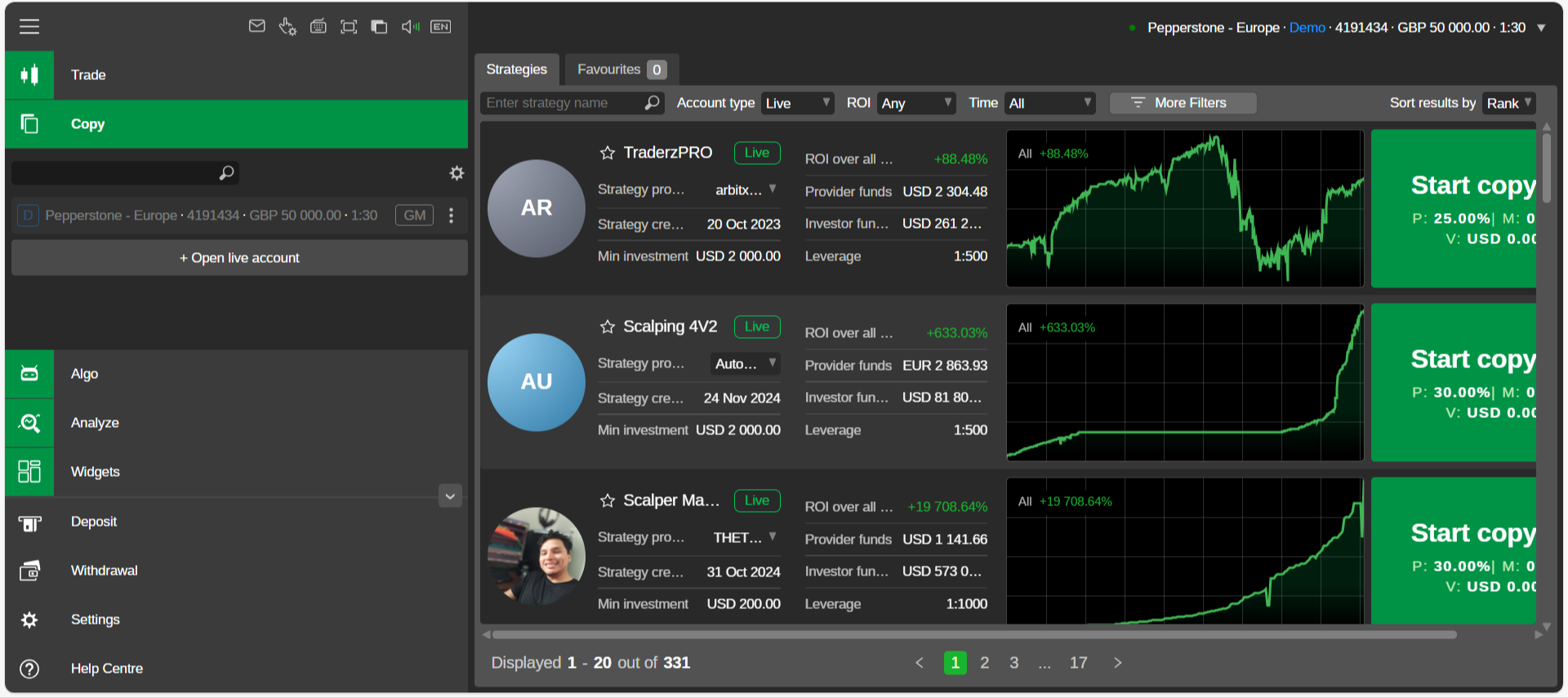 MAM account providers on Pepperstone's cTrader software