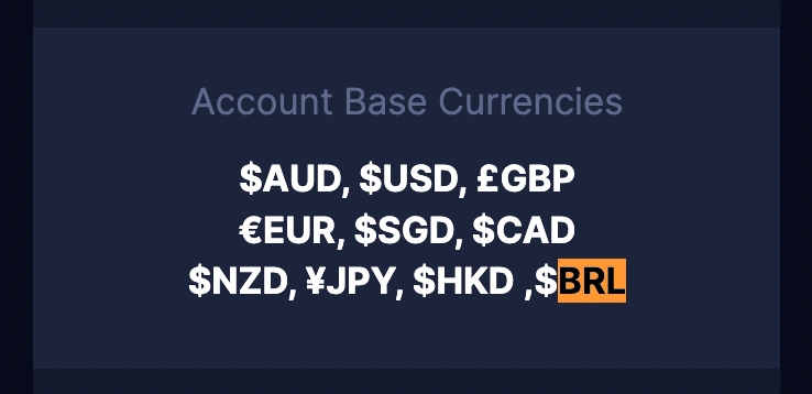 BRL account option at Moneta Markets