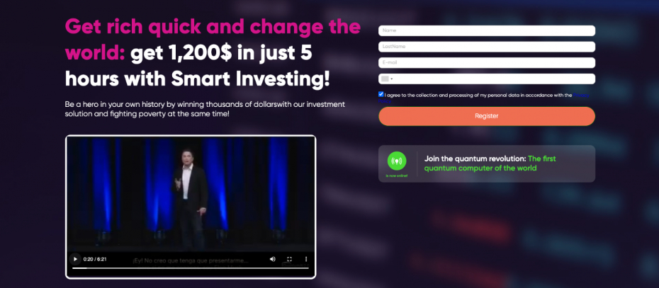 Elon Musk AI bot trading scam landing page