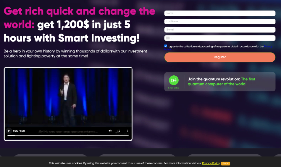 Elon Musk AI bot trading scam landing page