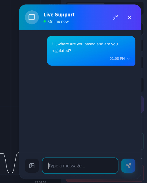 Asking BetaBinary on live chat if they are regulated