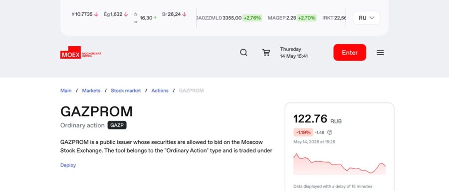 Oil and gas giant Gazprom's listing on MOEX