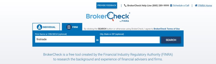 Buscando Firstrade en el sistema BrokerCheck