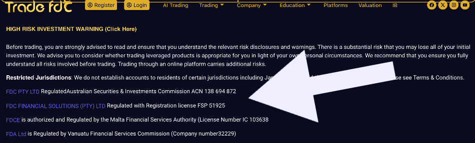 Trade FDC regulation claims