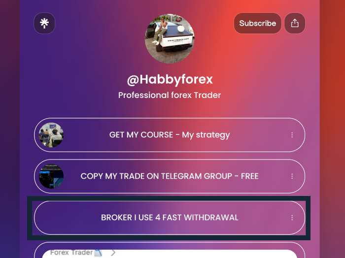 Habby Forex linktree pushing users towards Assexmarkets