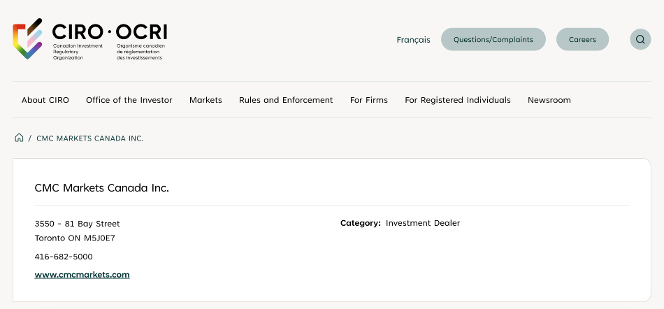 CMC Markets Canadian license