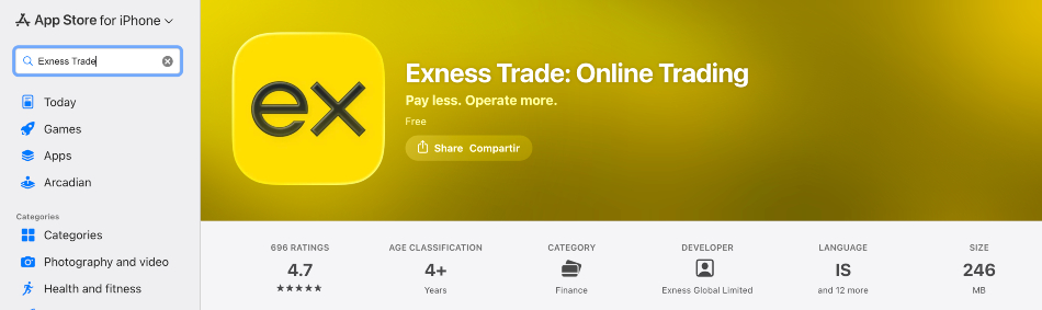 Exness app on the App Store