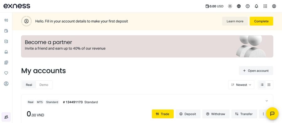 My VND account is opened
