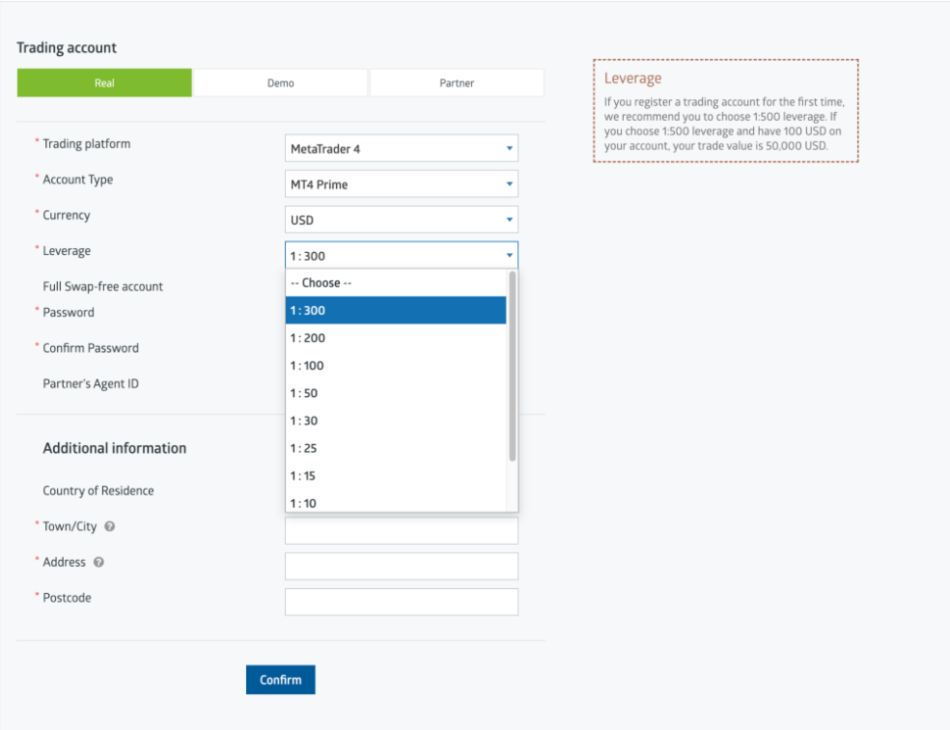 Configuring a real RoboForex account