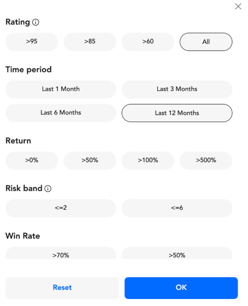 Settings to view a copy trader on PU Prime