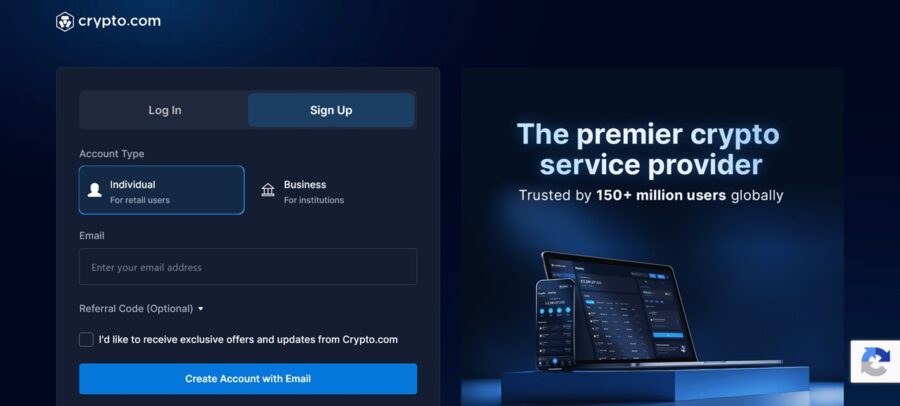 Signing up for a Crypto.com account in Kenya