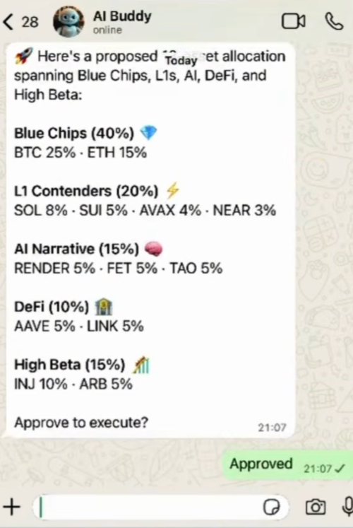 WhatsApp conversation with eToro's AI trading agent