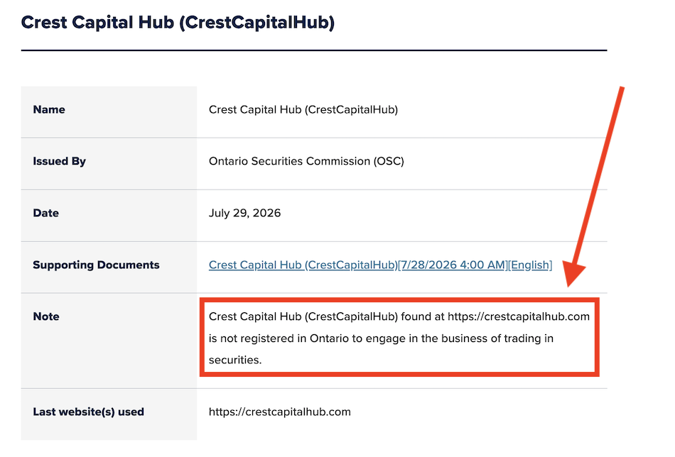 Crest Capital OSC details