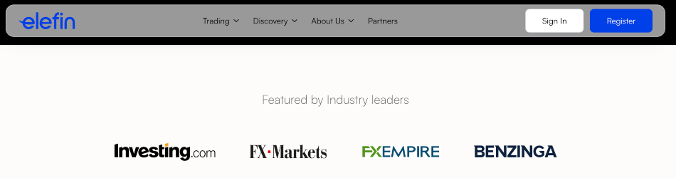 Featured by banner on Elefin's homepage
