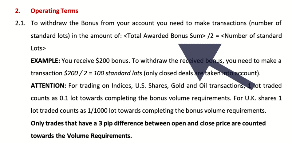 HFM sign up bonus volume requirements