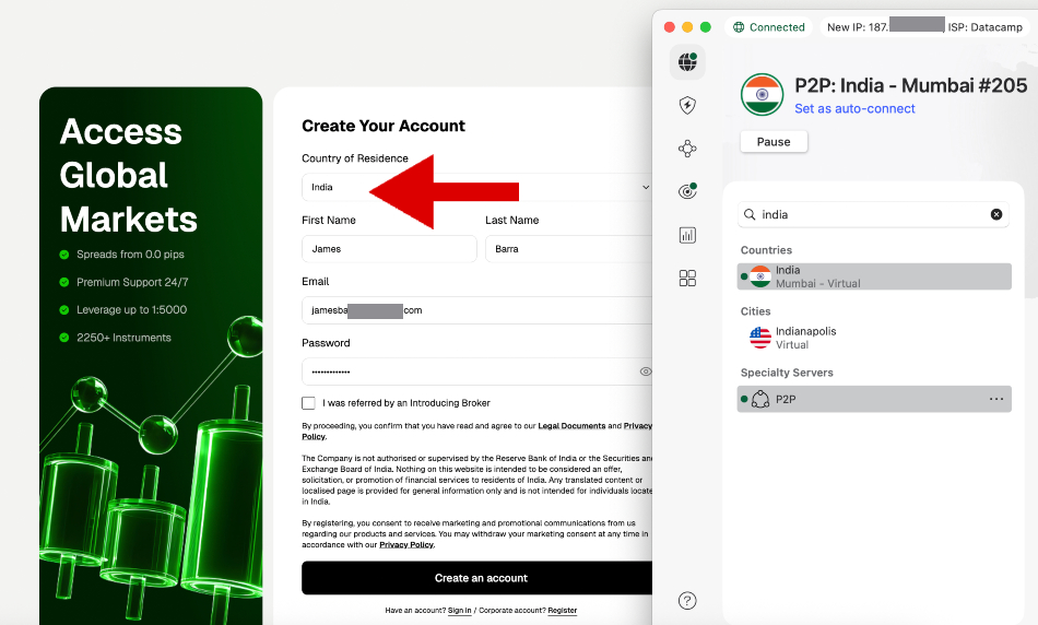 Registering for an IC account from India
