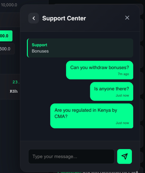 Messages on live chat to Nova Forex going without answers 