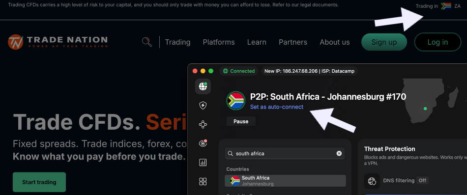 Signing up for an online trading account from South Africa