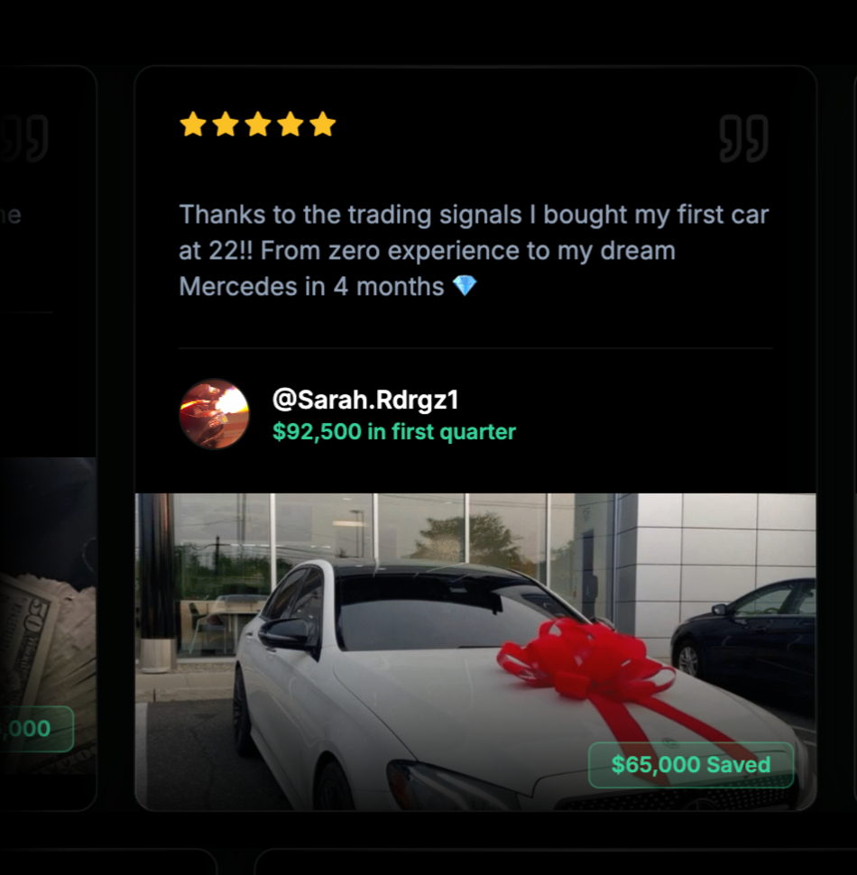 Reviews that suggest Tradevisor users have been able to buy cars with profits