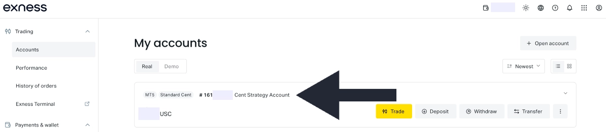 Opening a real cent account on Exness