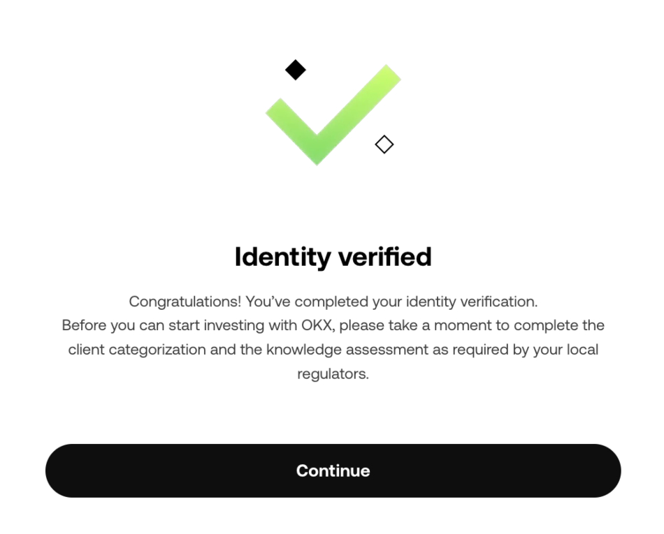 OKX identify verification confirmation