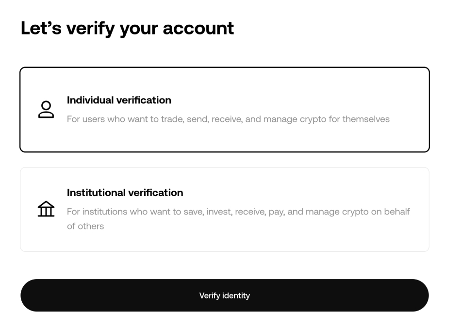Selecting individual verification at OKX