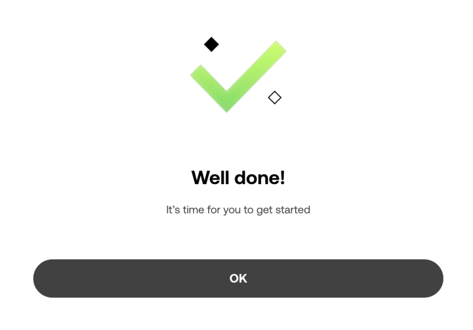 OKX confirming KYC verification is finished