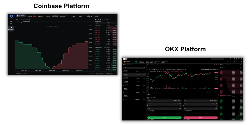 Coinbase and OKX crypto platforms side by side from hands-on tests