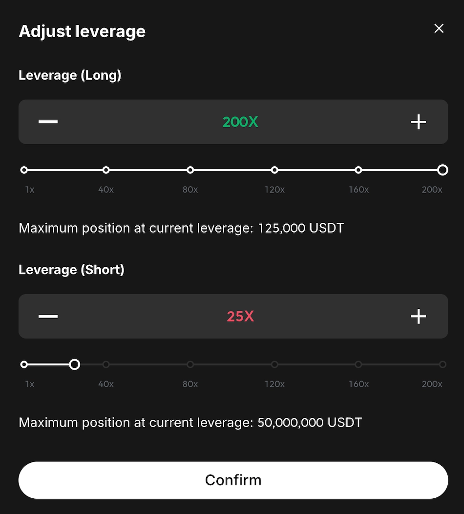 Adjusting the leverage on the OrangeX trading platform
