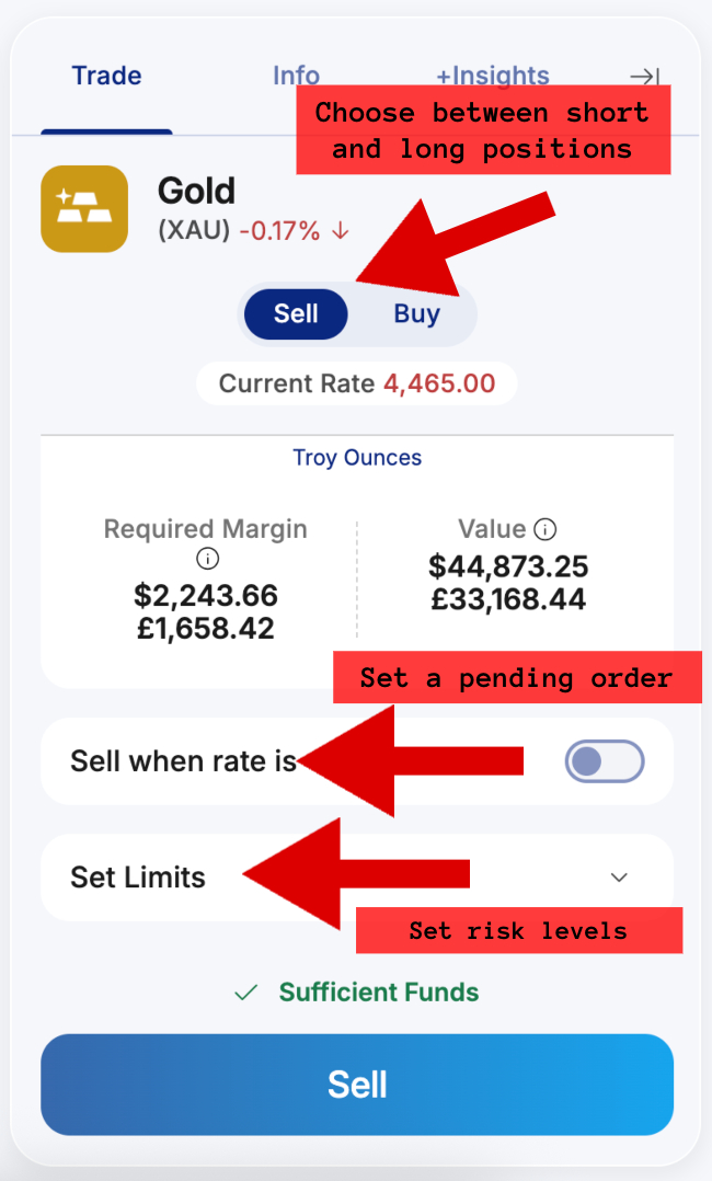 Placing a trade on the Plus500 platform
