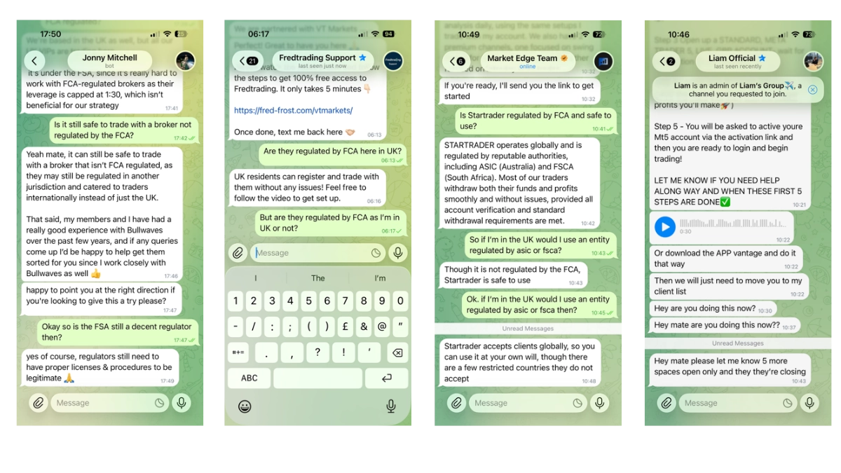 Conversation with Telegram forex signals groups about their partner brokers