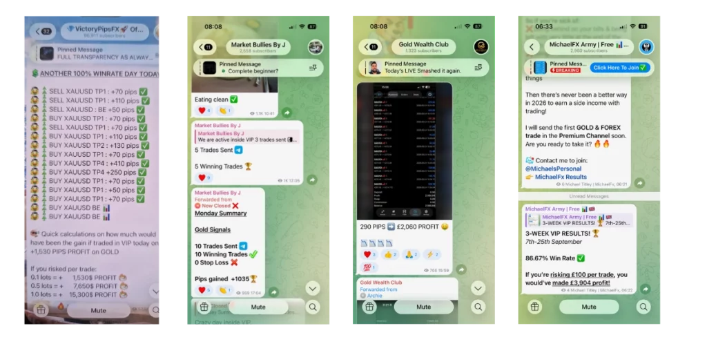 Claimed wins on Telegram forex trading signals groups