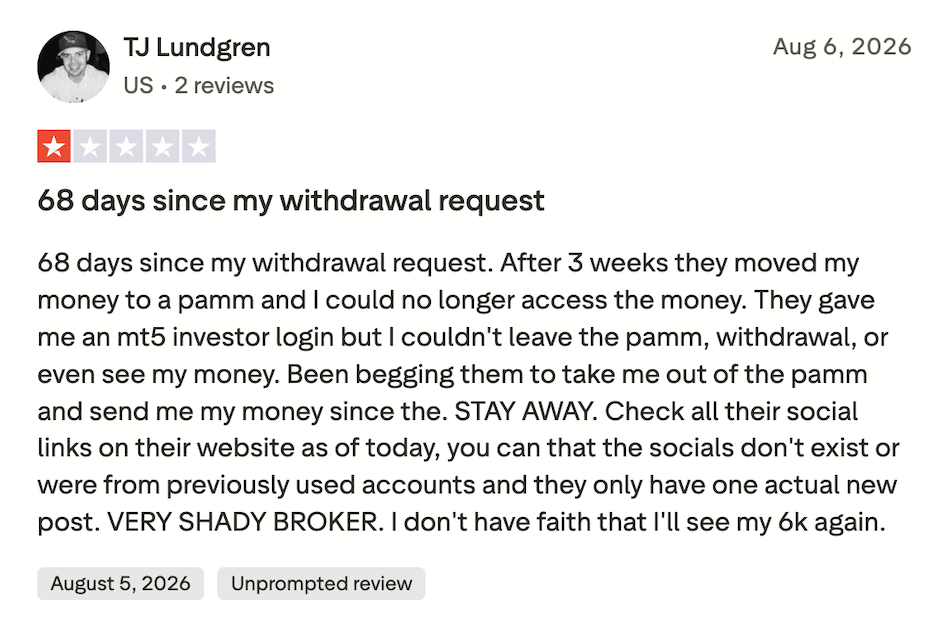 Withdrawal complaint about The Trading Master from Trustpilot