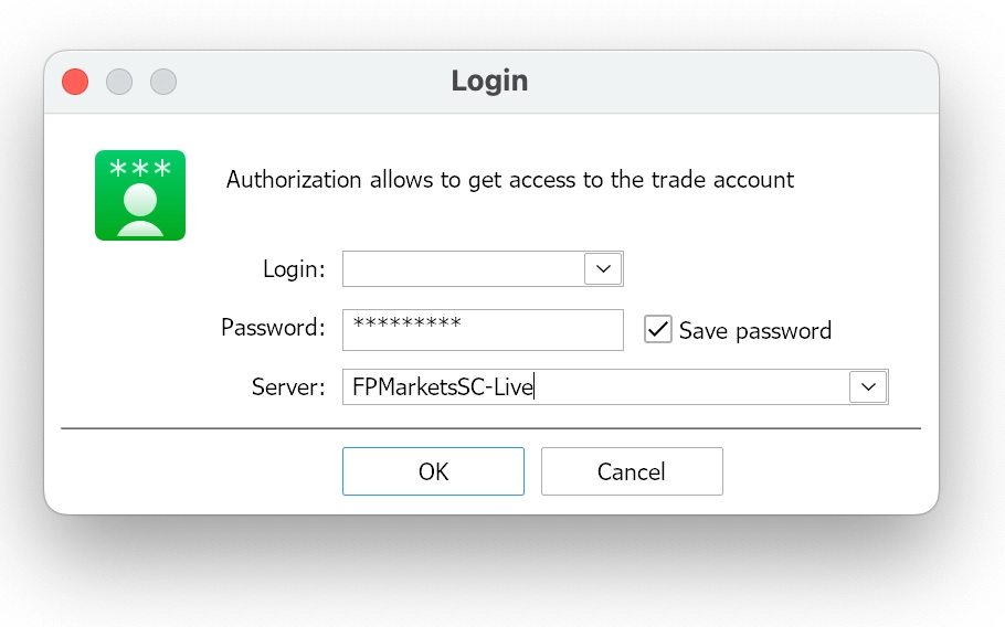 Logging in to FP Markets on MT5 desktop