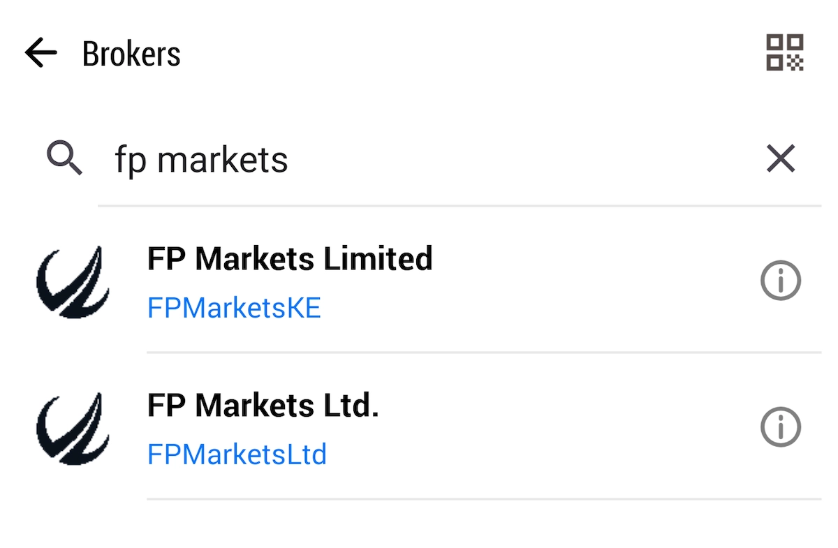 Adding an FP Markets account in the MT5 mobile app