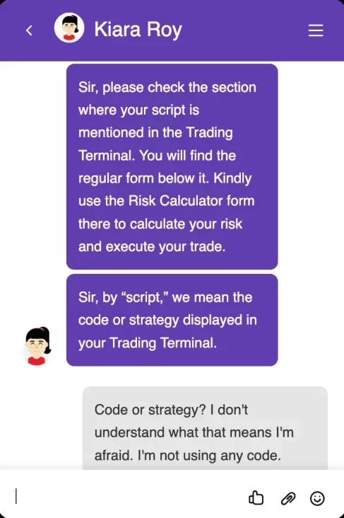 Zuperior chat support on missing trading calculators