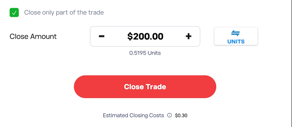 How to sell part of a position on eToro platform